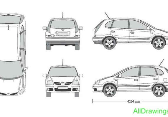 Nissan Almera Tino (Ниссан Алмера Тино) - чертежи (рисунки) автомобиля